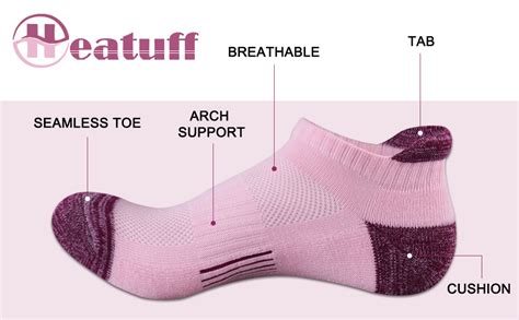 Heatuff Womens Low Cut Ankle Athletic Socks Cushioned Running Performance Breathable Tab Sock 6