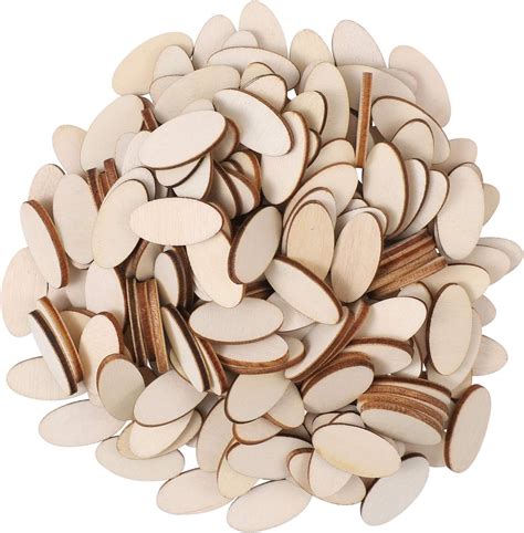 30 Pcs Natural Unfinished Wooden Bead Oval Flat Shaped Chip