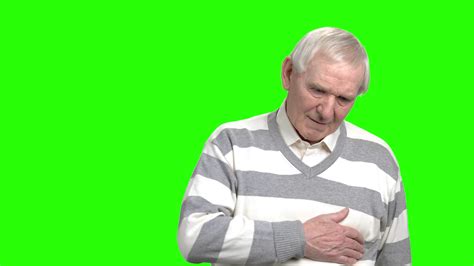 Old Man Heart Attack Grandpa Having Pain In His Heart And Touching His Breast Hromakey