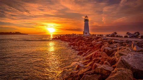 Lighthouse Sunrise And Sunset 4k Hd Wallpapers Hd Wallpapers