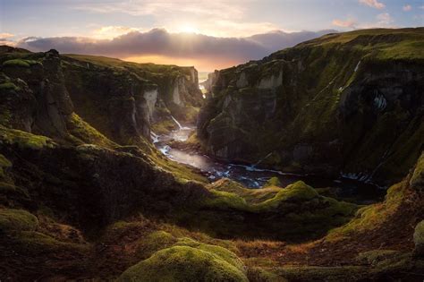 4544007 Sunset Landscape Clouds River Nature Iceland Canyon