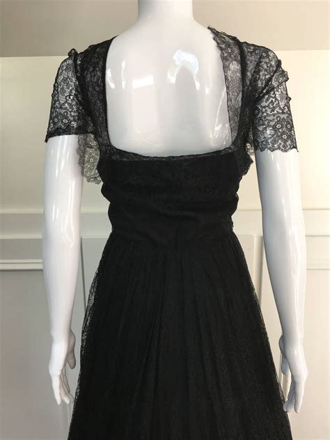 Vintage 1950s Black Chantilly Lace Chic Formal Tea Length Etsy