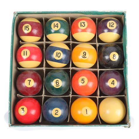 Lot Sixteen Bakelite Billiard Balls In Multiple Colors With Original