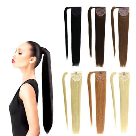14 32 Inch Sleek Wrap Around Clip In Human Hair Ponytail Extensions