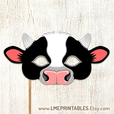 Cow Mask Printable Halloween Costume Black White Animal Farm Etsy