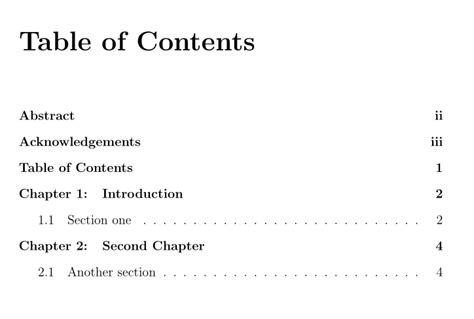 Thesis Table Of Contents Format Thesis Title Ideas For College