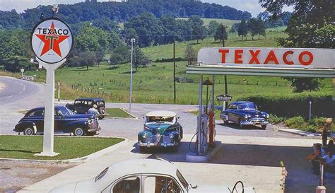 Late 1940s Texaco Service Station And Cars You Can Trust Your Car To