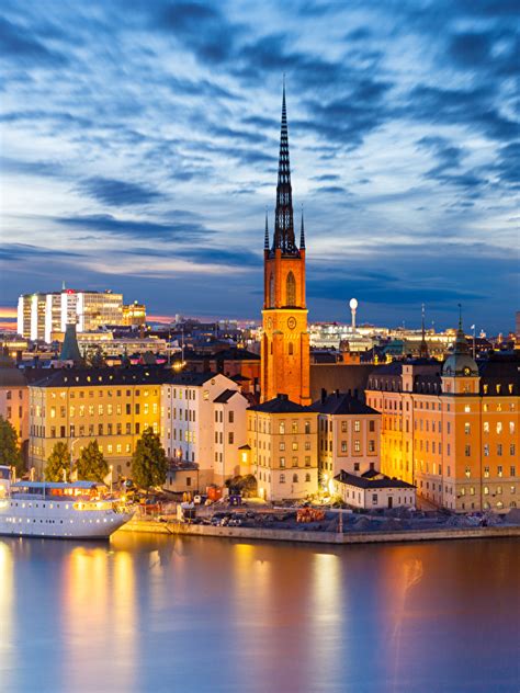 Wallpaper Stockholm Sweden Tower Coast Evening Houses Cities 600x800