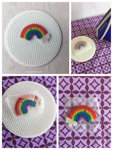 Rainbow Perler Bead Keyring Perler Beads Rainbow Crafts Crafts