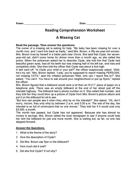 Esl worksheets, english exercises, printable grammar, vocabulary and reading comprehension exercises, flashcards, vocabulary learning cards and esl printable grammar worksheets and exercises for kids. 4th Grade Reading Comprehension Worksheets - Best Coloring ...