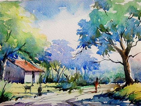 40 Watercolor Painting Of Nature Scenery Easy