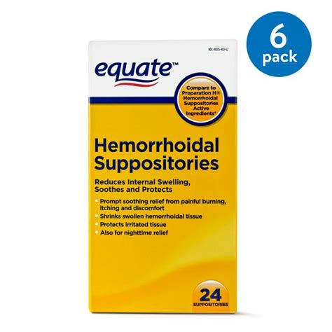 6 Pack Equate Pain Relief Hemorrhoidal Suppositories 24 Ct Walmart