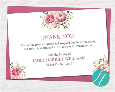 Thank you cards after funeral. Funeral Thank You Card | Floral Burst - Funeral Templates
