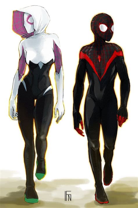 Spider Gwen And Miles Morales Spiderman And Spider Gwen Spider Gwen Spiderman Art