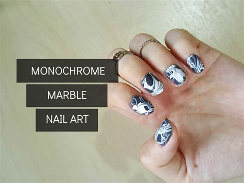 Diy Quick Easy Monochrome Marble Nail Art Lipstiq Com