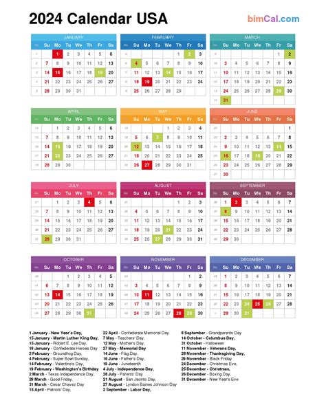2024 Calendar With Holidays Usa Becki Carolan