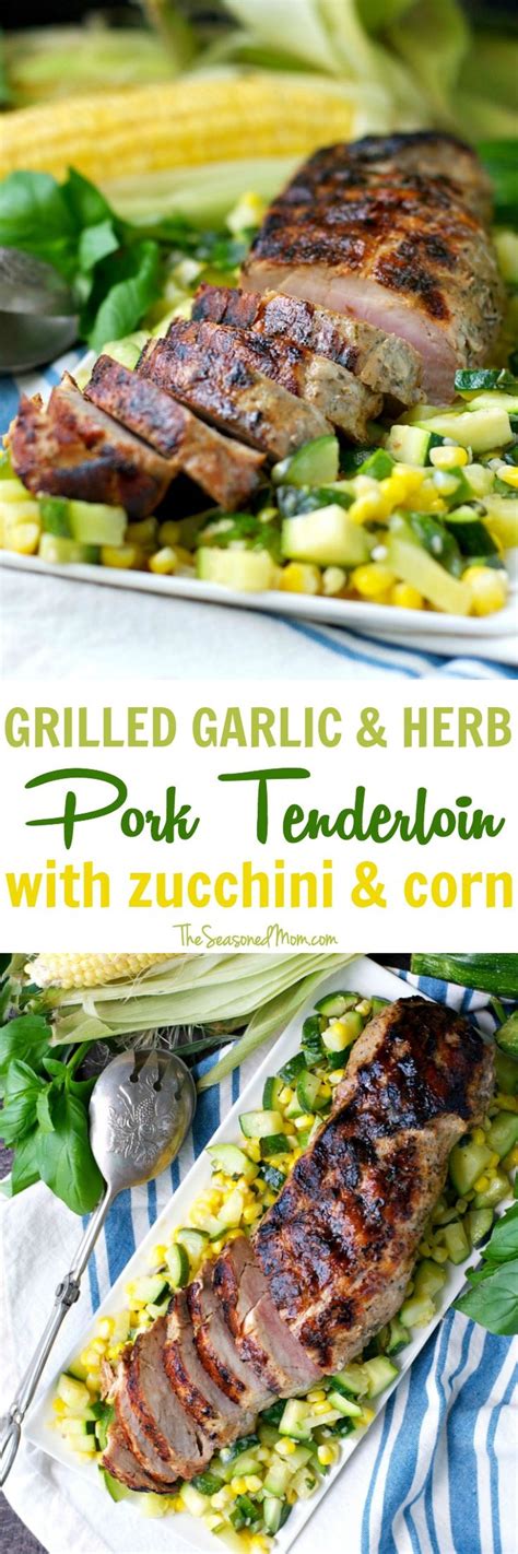 It's a very lean cut of protein, and it's paleo, keto, low calories: Grilled Garlic and Herb Pork Tenderloin with Zucchini and Corn | Recipe | Healthy recipes, Low ...