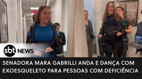 Senadora Mara Gabrilli anda e dança com exoesqueleto para pessoas