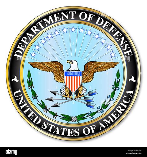 Logo du ministère de la défense et de protection sur un fond blanc Photo Stock Alamy