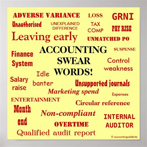 Accounting Swear Words Black N Red Poster