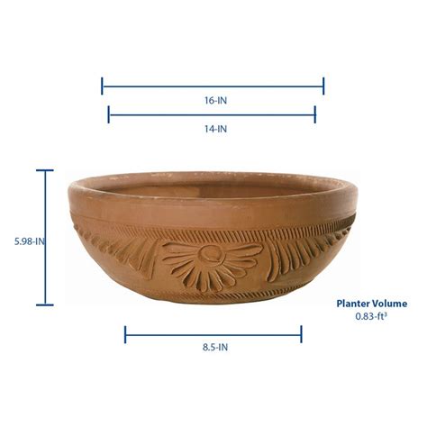 15511 In W X 5984 In H Terra Cotta Clay Low Bowl Planter In The Pots