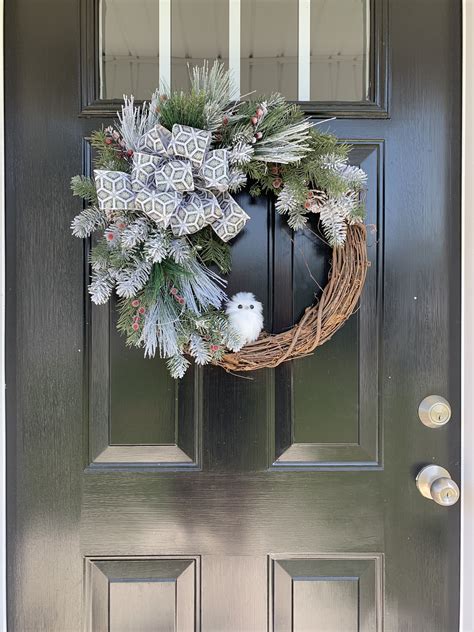 Christmas Wreath For Front Door Winter Wreath Holiday Wreath Snow