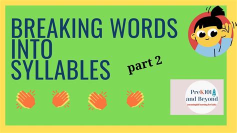 Learn to divide kindergarten into syllables. Breaking Words into Syllables(part 2) I Reading Readiness ...