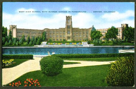 West High School Denver Co Postcard 1940s