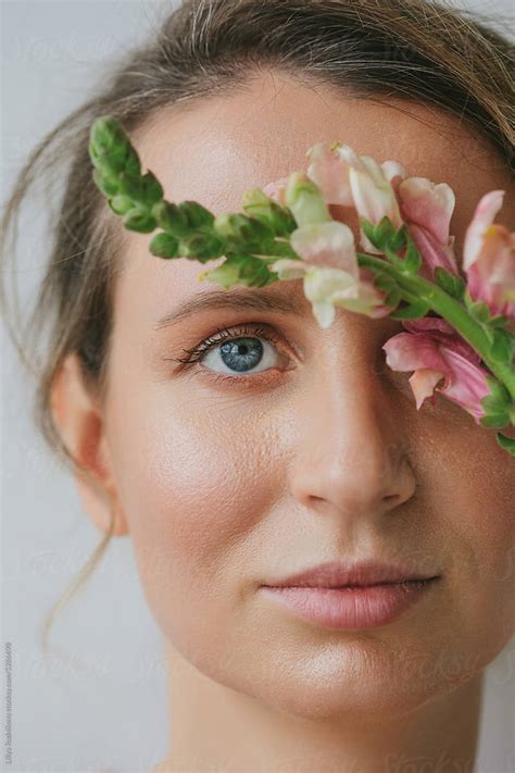 Natural Beauty Portrait With Flowers By Stocksy Contributor Liliya