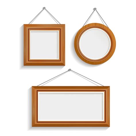 Free Vector Dark Wood Isolated Frames Set