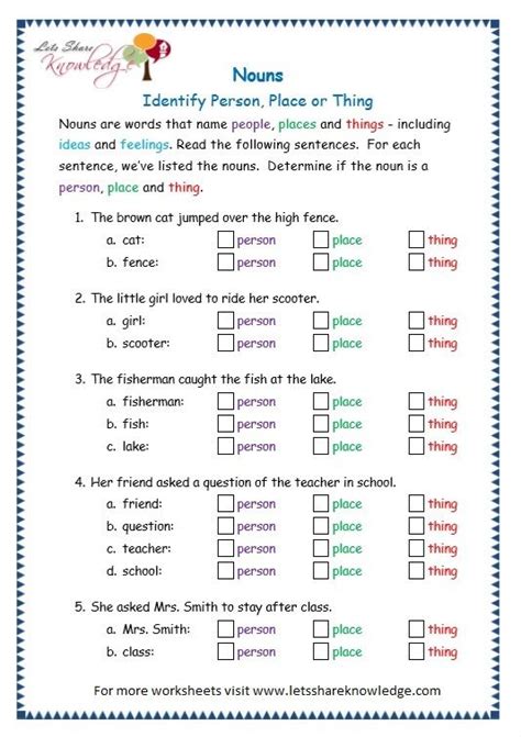 You can download the following printable worksheets (pdf files). Grade 3 Grammar Topic 6: Nouns Worksheets | Nouns ...