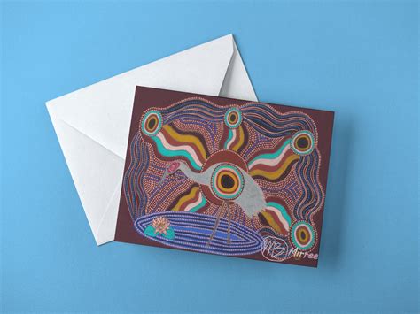 Brolga Aboriginal Art Animal Dreaming A6 Greeting Card Single By Mirre