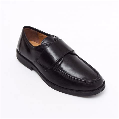 Lucini Lucini Formal Men Black Leather Velcro Heels Smart Shoes Slip On