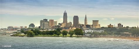 Downtown Cleveland City Panorama Skyline In Ohio Usa High Res Stock