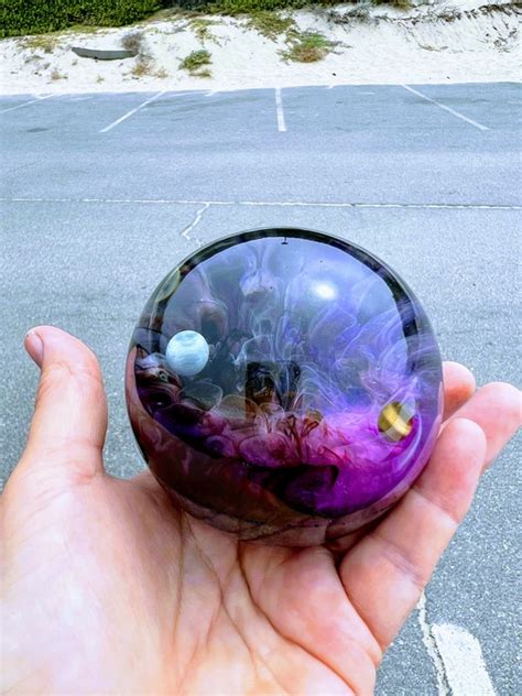 Galaxy Planets Sphere Resin Art Resin Paperweight Sphere Etsy