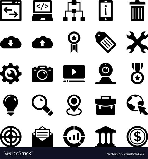 Seo And Digital Marketing Glyph Icons 6 Royalty Free Vector