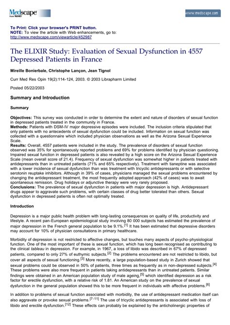 Pdf The Elixir Study Evaluation Of Sexual Dysfunction In 4557