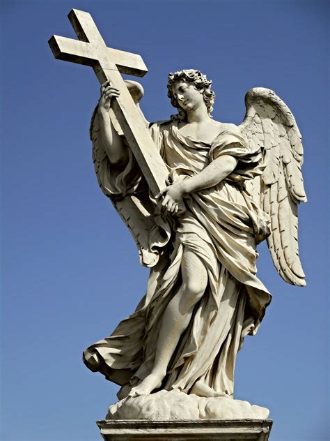 Angel With Cross By Ercole Ferrata Pellio Intelvi 1610 Rome 1686 On