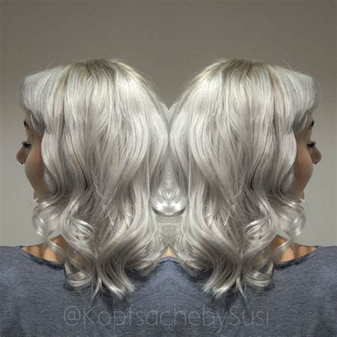 Ice Silver Grey Granny Blonde Hair Longbob Hairwaves Hairdye