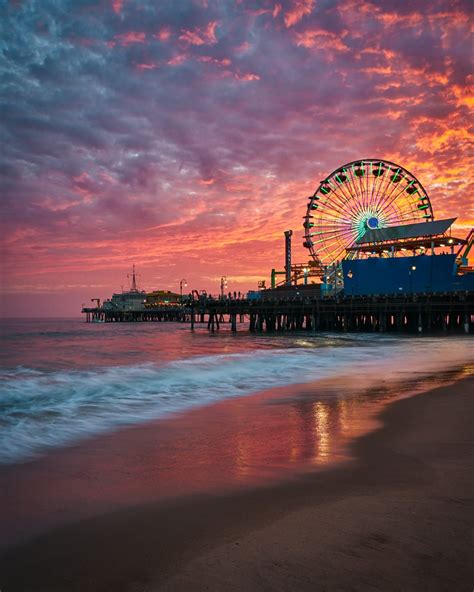 A Fiery Sunset Over Santa Monica Pier By Wojciech Szela 500px Los