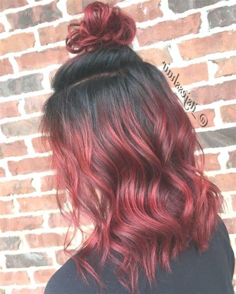 Red Hair With Shadow Root And Top Knot 54 Likes 2 Comments Jessica