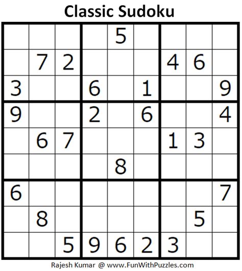 Classic Sudoku Puzzles Fun With Sudoku 297 298