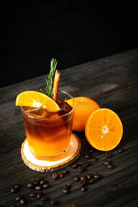 Black Coffee With Orange And Lemon Juice Stock Photo Image Of Fresh
