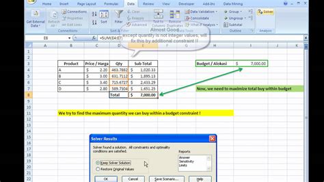 Microsoft Excel 2007 1 Using Solver YouTube