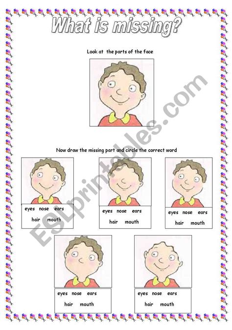 The Face What´s Missing Esl Worksheet By Poleta