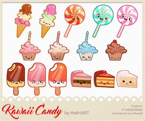 Kawaii Candy Clip Art With Ice Cream Lollipops Cake Cupcake And