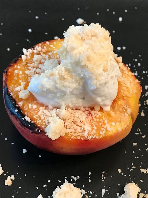 grilled nectarines with coconut cream and cookie crumble dessert nectarines grilled fruit