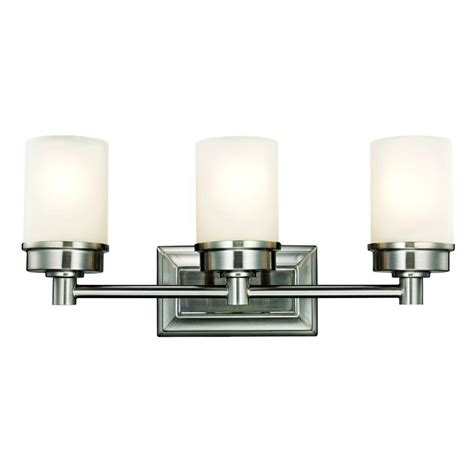 Hampton Bay Transitional 3 Light Brushed Nickel Vanity Light With Frosted Glass Shades