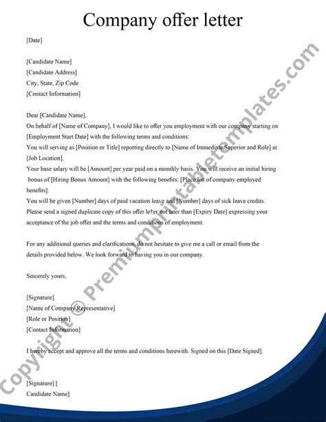 Company Offer Letter Editable Pdf Pack Of 8 Premium Printable