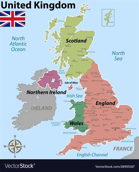 Vector Map Of United Kingdom With Named Counties And Cities Download A